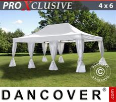 Party tent 4x6 m White, incl. 8 decorative curtains