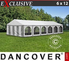 Party tent 6x12 m PVC, Grey/White