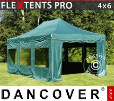 Party tent  4x6 m Green, incl. 8 sidewalls