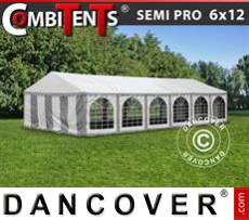 Party tent 6x12 m 4-in-1, Grey/White
