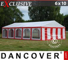 Party tent 6x10 m PVC, Red/White