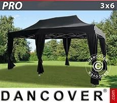 Party tent 3x6 m Black, incl. 6 decorative curtains