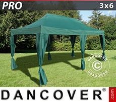 Party tent 3x6 m Green, incl. 6 decorative curtains