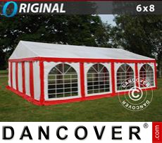 Party tent 6x8 m PVC, Red/White