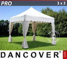 Party tent 3x3 m White, inkl. 4 decorative curtains